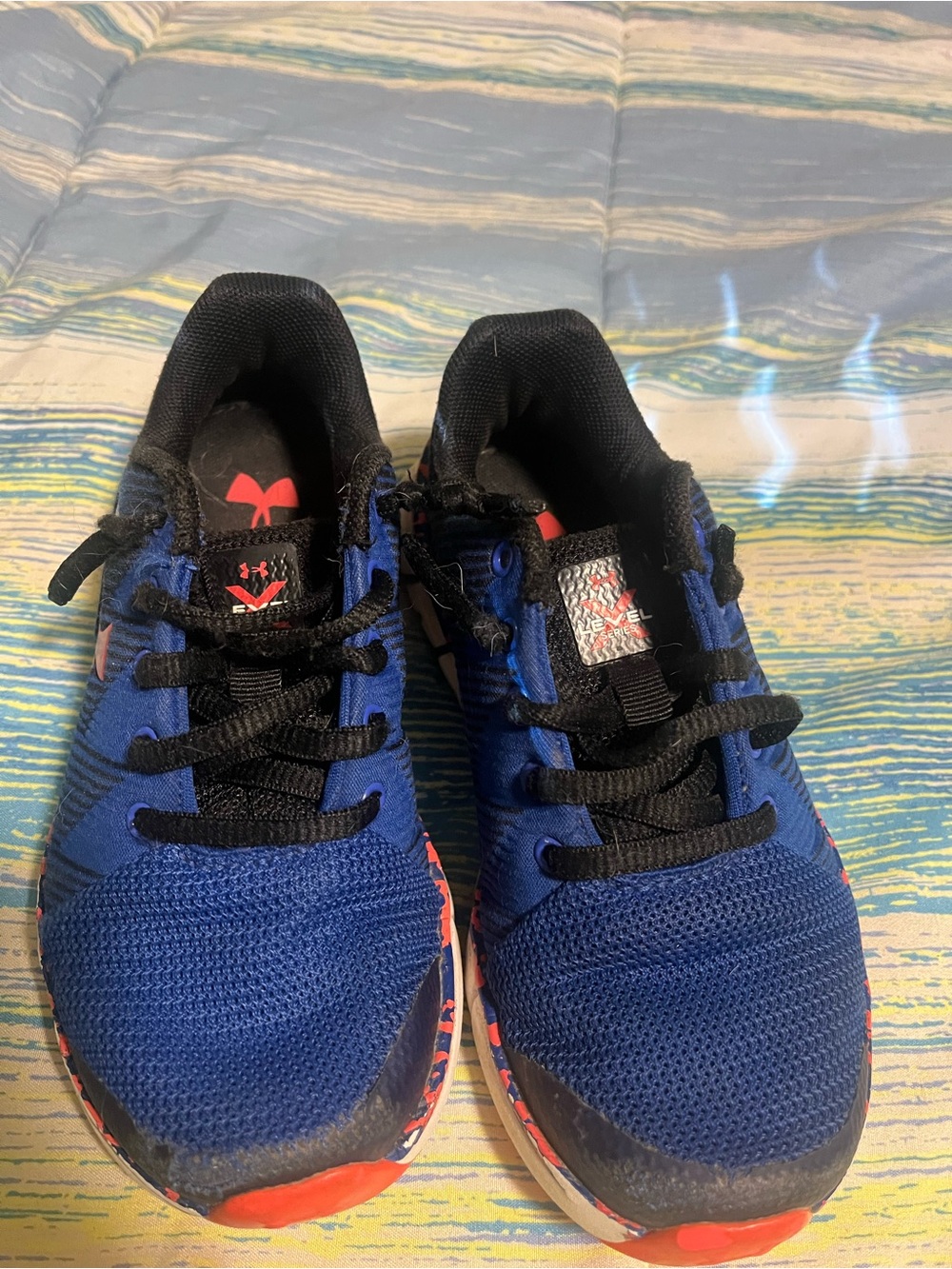 Under Armour Kids Blue and Red Athletic Sneakers
